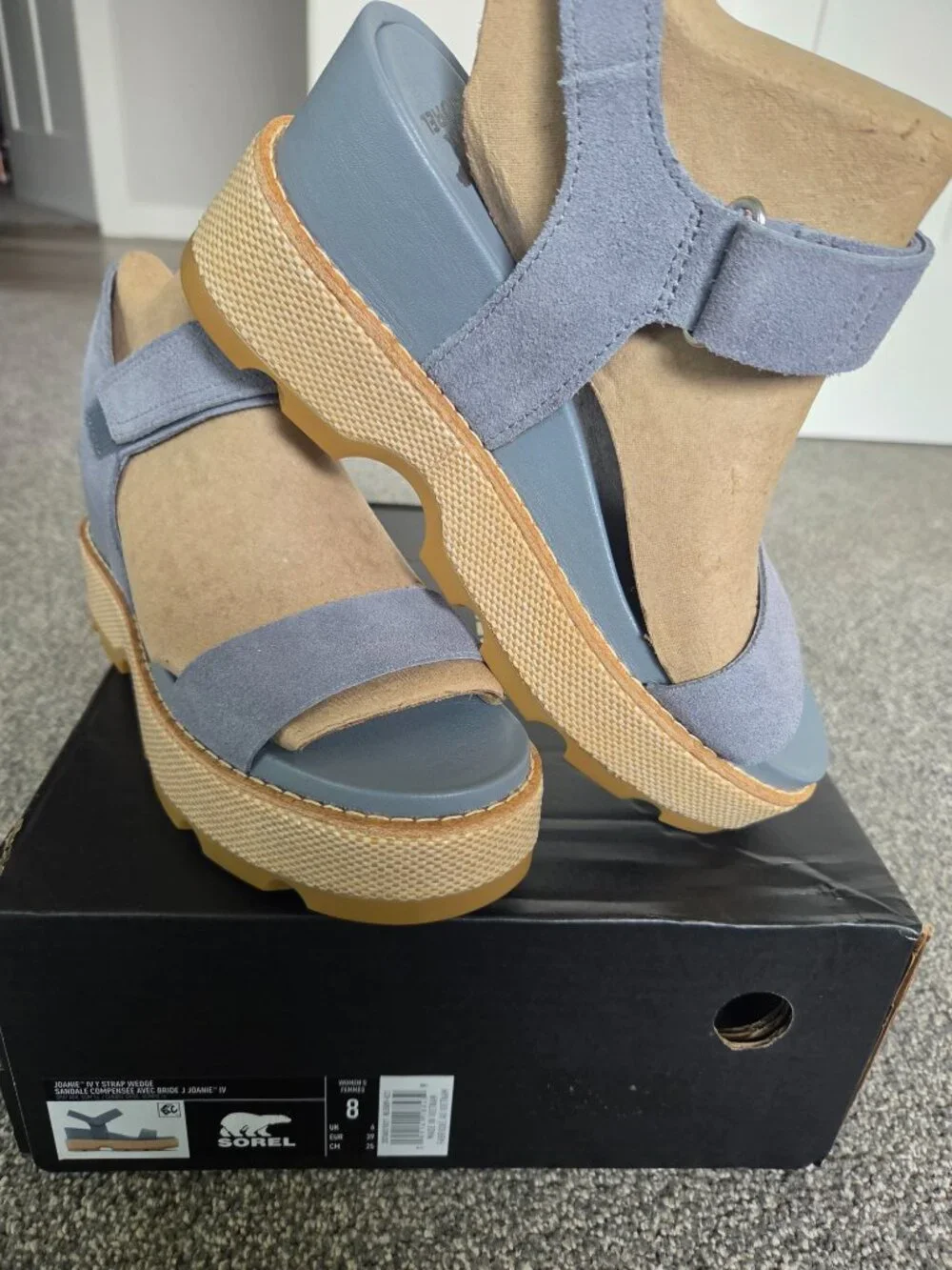 Sorel NY Strap Joanie BlueGray Suede Wedge NWT size 8